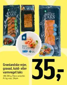 Føtex Grønlandske rejer, gravad, kold- eller varmrøget laks tilbud