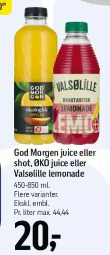 Føtex God Morgen juice / Valsøllie lemonade tilbud