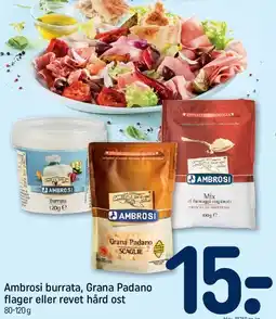 REMA 1000 Ambrosi - burrata, Grana Padano eller revet hård ost tilbud