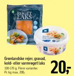 Føtex Grønlandske rejer, gravad, kold- eller varmrøget laks tilbud
