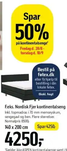 Føtex Nordisk Fjer kontinental seng tilbud