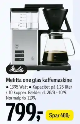Føtex Melitta one glas kaffemaskine tilbud