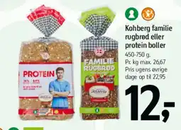 Føtex Kohberg familie rugbrød eller protein boller tilbud