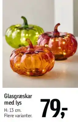 Føtex Glasgræskar med lys tilbud