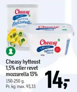 Føtex Cheasy hytteost eller revet mozzarella tilbud