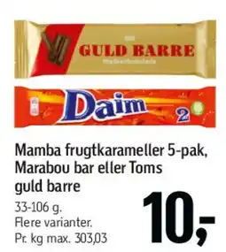 Føtex Mamba / Marabou / Toms guld barre tilbud