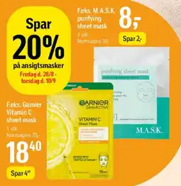 Føtex Ansigtsmasker (Garnier Vitamin C & M.A.S.K. purifying) tilbud