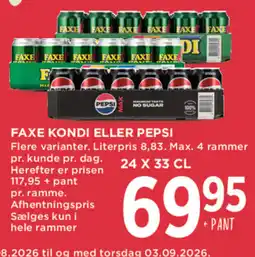 MENY Faxe Kondi eller Pepsi tilbud