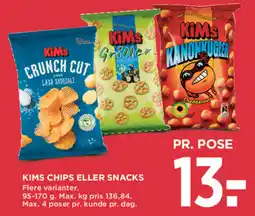 MENY Kims chips eller snacks tilbud