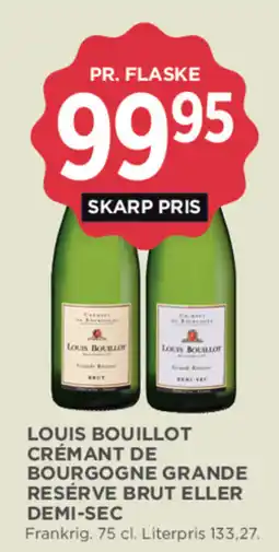 MENY Louis Bouillot Crémant de Bourgogne Grande Réserve Brut eller Demi-Sec tilbud