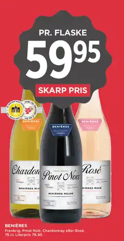 MENY Benieres Frankrig. Pinot Noir, Chardonnay eller Rosé. tilbud