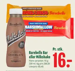 Min Købmand Barebells Bar eller Milkshake tilbud