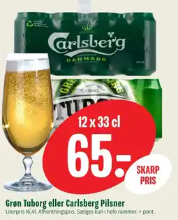 Min Købmand Grøn Tuborg eller Carlsberg Pilsner tilbud