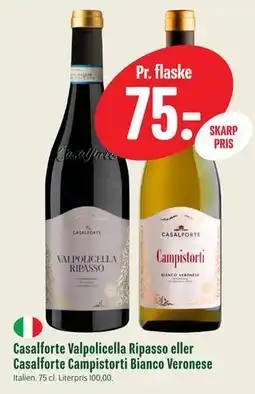 Min Købmand Casalforte Valpolicella Ripasso eller Casalforte Campistorti Bianco Veronese tilbud