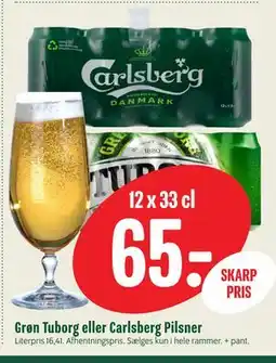 Min Købmand Grøn Tuborg eller Carlsberg Pilsner tilbud