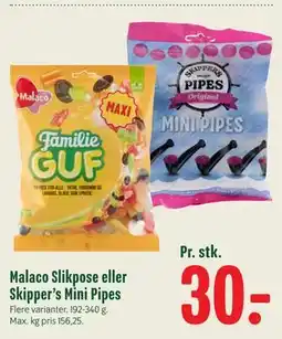Min Købmand Malaco Slikpose eller Skipper’s Mini Pipes tilbud