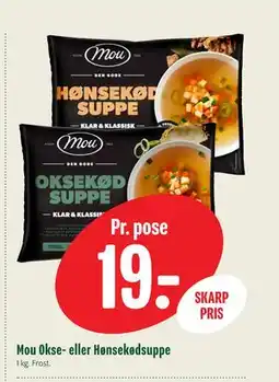 Min Købmand Mou Okse- eller Hønsekødsuppe tilbud