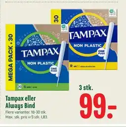 Min Købmand Tampax eller Always Bind tilbud