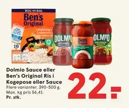 SPAR Dolmio Sauce eller Ben’s Original Ris i Kogepose eller Sauce tilbud