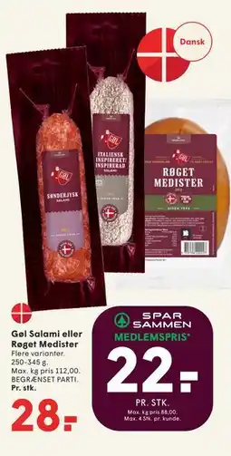 SPAR Gøl Salami eller Røget Medister tilbud