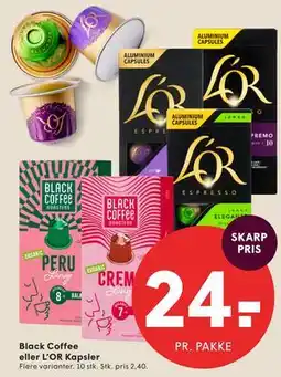 SPAR Black Coffee eller L’OR Kapsler tilbud