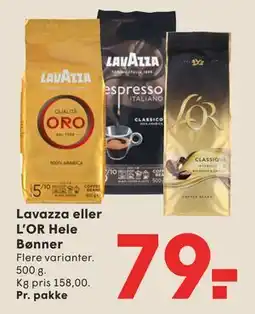 SPAR Lavazza eller L’OR Hele Bønner tilbud