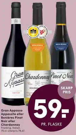 SPAR Gran Appasso Appassite eller Beniéres Pinot Noir eller Chardonnay tilbud