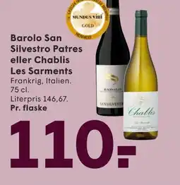 SPAR Barolo San Silvestro Patres eller Chablis Les Sarments tilbud