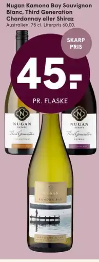 SPAR Nugan Kamona Bay Sauvignon Blanc, Third Generation Chardonnay eller Shiraz tilbud