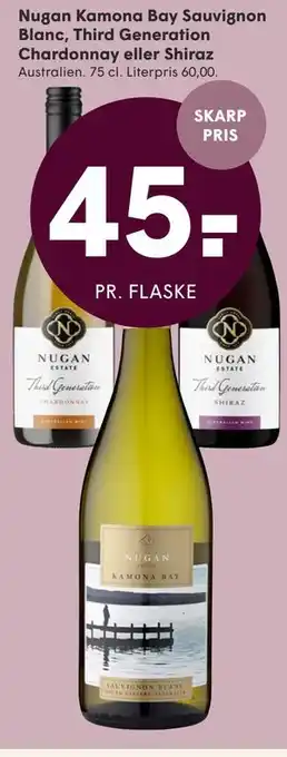 SPAR Nugan Kamona Bay Sauvignon Blanc, Third Generation Chardonnay eller Shiraz tilbud