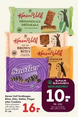 SPAR Karen Volf Småkager, Bites, Kiks, Vafler, Flager eller Cookies tilbud