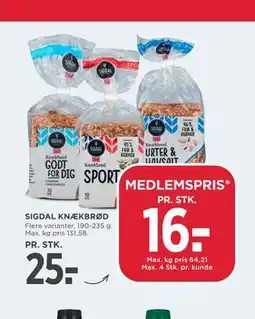 MENY SIGDAL KNÆKBRØD tilbud
