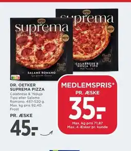 MENY DR. OETKER SUPREMA PIZZA tilbud