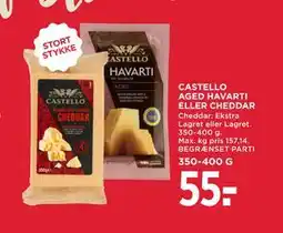 MENY CASTELLO AGED HAVARTI ELLER CHEDDAR tilbud