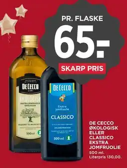 MENY DE CECCO ØKOLOGISK ELLER CLASSICO EKSTRA JOMFRUOLIE tilbud