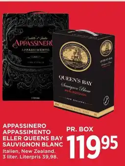 MENY APPASSINERO APPASSIMENTO ELLER QUEENS BAY SAUVIGNON BLANC tilbud