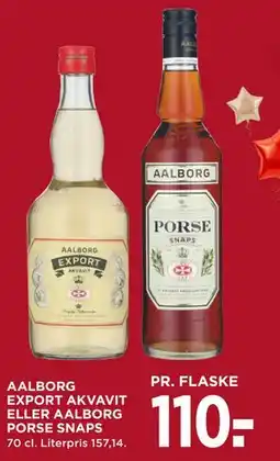 MENY AALBORG EXPORT AKVAVIT ELLER AALBORG PORSE SNAPS tilbud