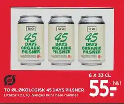 MENY TO ØL ØKOLOGISK 45 DAYS PILSNER tilbud