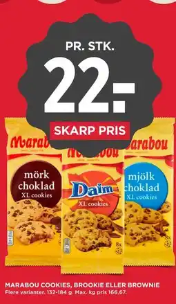 MENY MARABOU COOKIES, BROOKIE ELLER BROWNIE tilbud