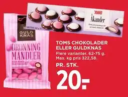 MENY TOMS CHOKOLADER ELLER GULDKNAS tilbud