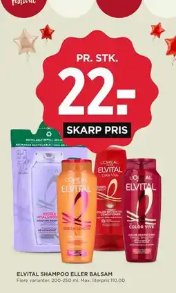 MENY ELVITAL SHAMPOO ELLER BALSAM tilbud