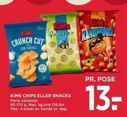 MENY KIMS CHIPS ELLER SNACKS tilbud