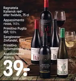 REMA 1000 Ragnatela Italiensk rød- eller hvidvin, 75 cl tilbud