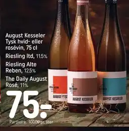REMA 1000 August Kesseler Tysk hvid- eller rosévin, 75 cl tilbud
