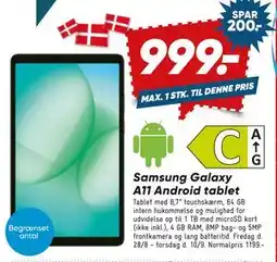 Bilka Samsung Galaxy A11 Android tablet tilbud