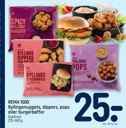 REMA 1000 REMA 1000 Kyllingenuggets, dippers, pops eller burgerbøffer tilbud