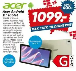 Bilka Acer Android 11” tablet tilbud