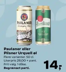 SuperBrugsen Paulaner eller Pilsner Urquell øl tilbud