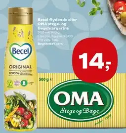 SuperBrugsen Becel flydende eller OMA stege- og bage margarine tilbud