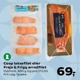 SuperBrugsen Coop laksefilet / Freja & Frigg ørredfilet tilbud